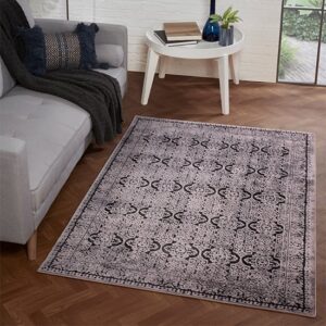 Arabella Opaque 120x170cm Damask Pattern Rug In Black