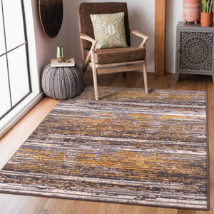 Blizzard Modern Polyester 160x230cm Rug In Grey Mustard