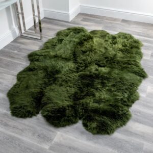 Ladson Sextuple Sheepskin Rug In Olive Green