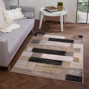 Spirit 120x170cm Mosaic Design Rug In Grey And Gold